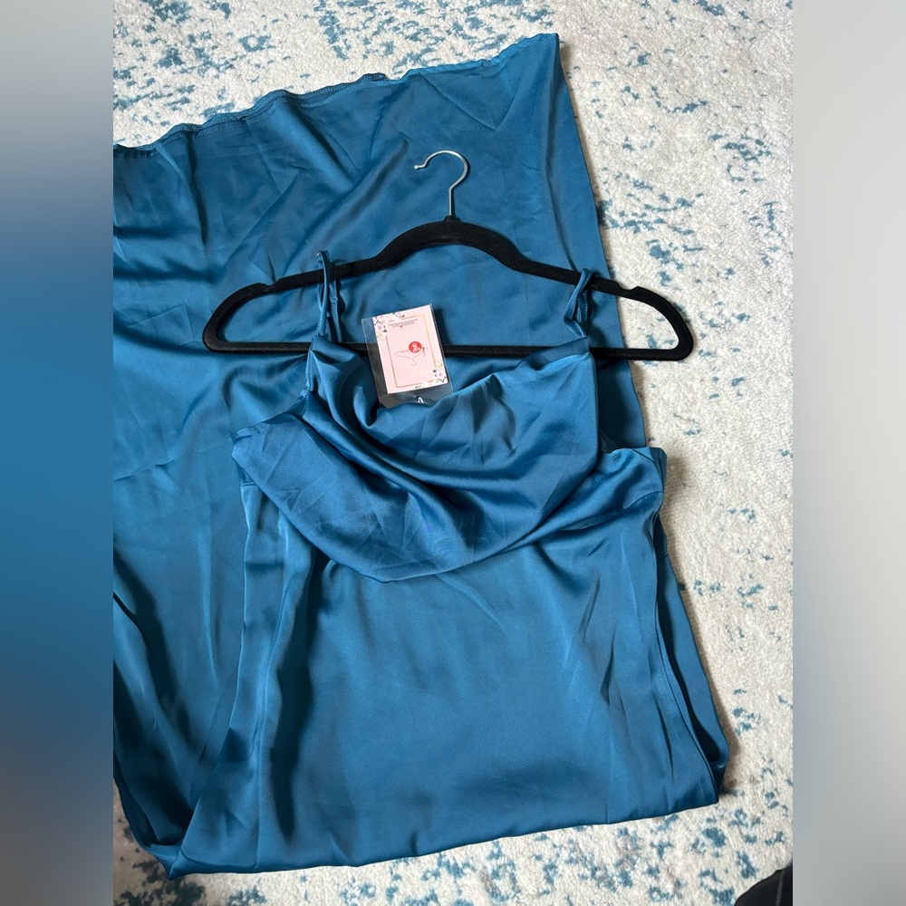 Fiamaoves silk satin dress dark blue